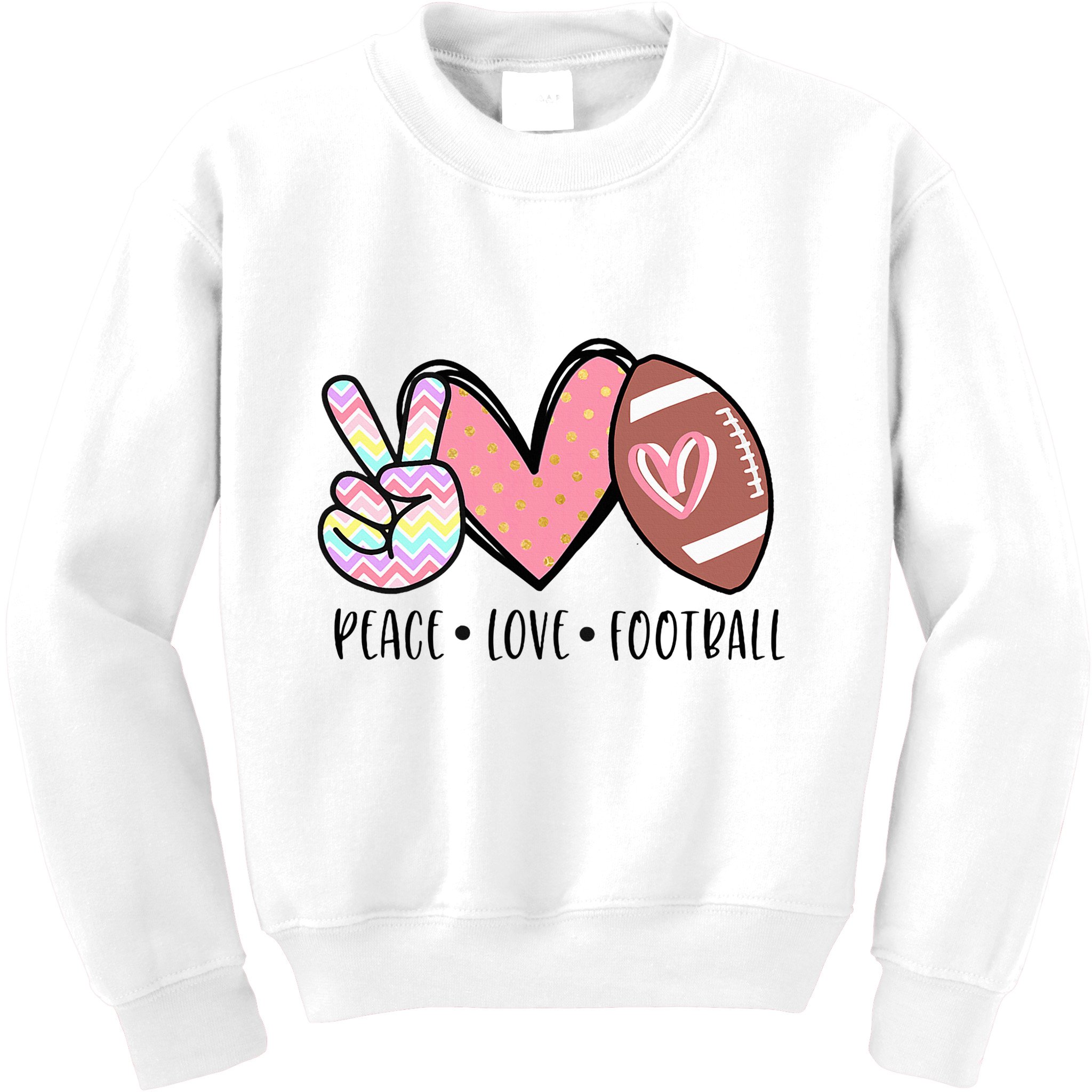 Peace Love Football Mom Cute Kids Sweatshirt