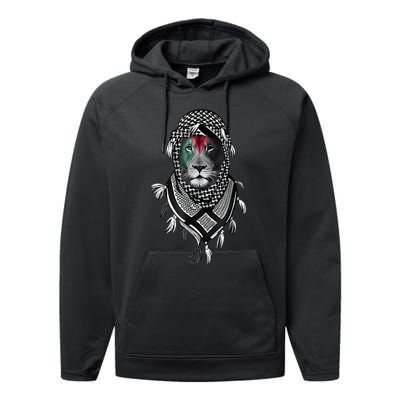 Palestinian Lion Free Palestine Free Gaza Palestine Flag Performance Fleece Hoodie