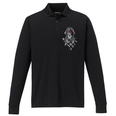 Palestinian Lion Free Palestine Free Gaza Palestine Flag Performance Long Sleeve Polo