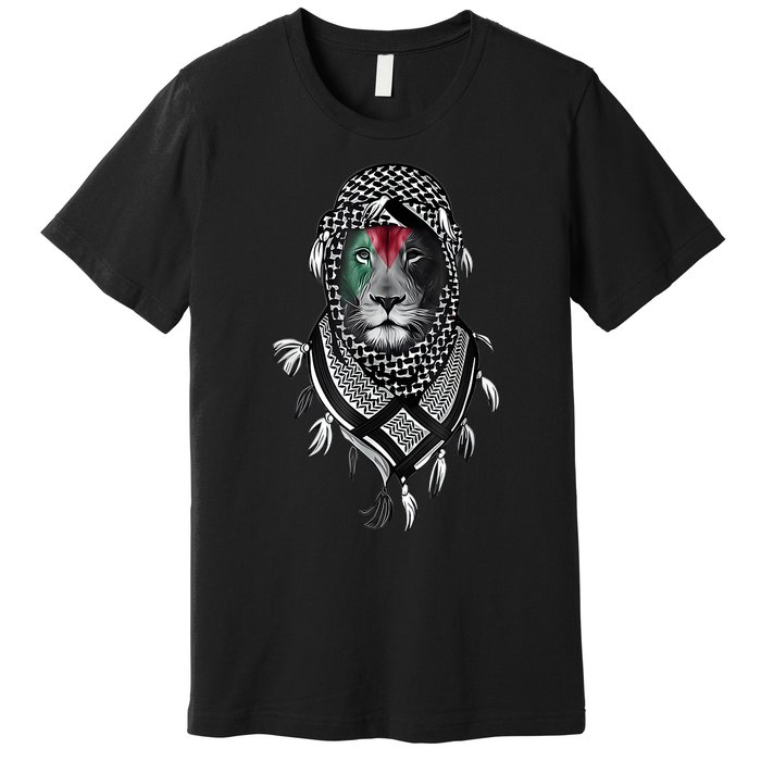 Palestinian Lion Free Palestine Free Gaza Palestine Flag Premium T-Shirt