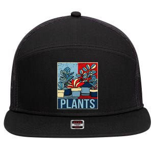 Plant Lover  Florist Gardening Mom Retro Plants 7 Panel Mesh Trucker Snapback Hat