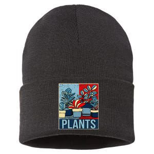 Plant Lover  Florist Gardening Mom Retro Plants Sustainable Knit Beanie