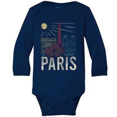 Paris Lover France Tourist Paris Art Paris Baby Long Sleeve Bodysuit