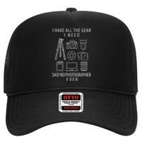 Photography Lover Funny Camera Photographer High Crown Mesh Back Trucker Hat