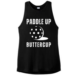 Pickleball Lover Funny Paddle Up Buttercup Gift Ladies PosiCharge Tri-Blend Wicking Tank