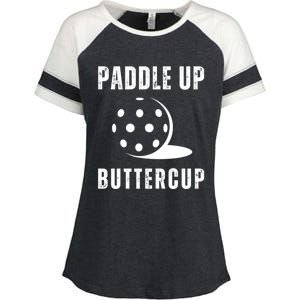 Pickleball Lover Funny Paddle Up Buttercup Gift Enza Ladies Jersey Colorblock Tee