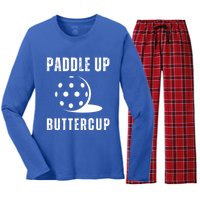 Pickleball Lover Funny Paddle Up Buttercup Gift Women's Long Sleeve Flannel Pajama Set 