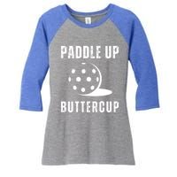 Pickleball Lover Funny Paddle Up Buttercup Gift Women's Tri-Blend 3/4-Sleeve Raglan Shirt