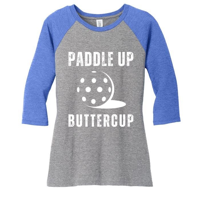 Pickleball Lover Funny Paddle Up Buttercup Gift Women's Tri-Blend 3/4-Sleeve Raglan Shirt