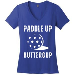 Pickleball Lover Funny Paddle Up Buttercup Gift Women's V-Neck T-Shirt