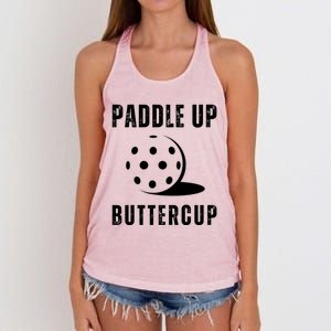 Pickleball Lover Funny Paddle Up Buttercup Gift Women's Knotted Racerback Tank