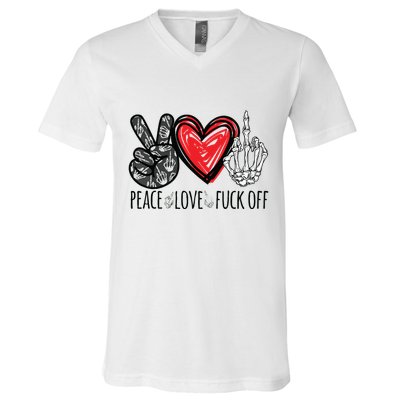 Peace Love Fuck Off Funny V-Neck T-Shirt