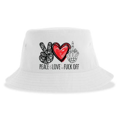 Peace Love Fuck Off Funny Sustainable Bucket Hat