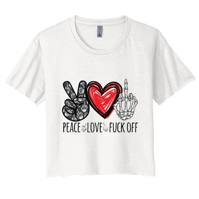 Peace Love Fuck Off Funny Crop Top