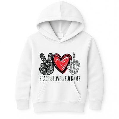 Peace Love Fuck Off Funny Kids Hoodie