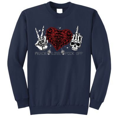 Peace Love Fuckoff Skeleton Hand Half Heart Half Skull Sweatshirt