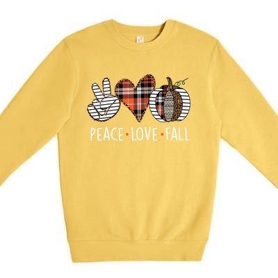 Peace Love Fall S Pumpkin Gift For Fall Halloween Cute Gift Premium Crewneck Sweatshirt