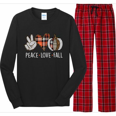 Peace Love Fall S Pumpkin Gift For Fall Halloween Cute Gift Long Sleeve Pajama Set