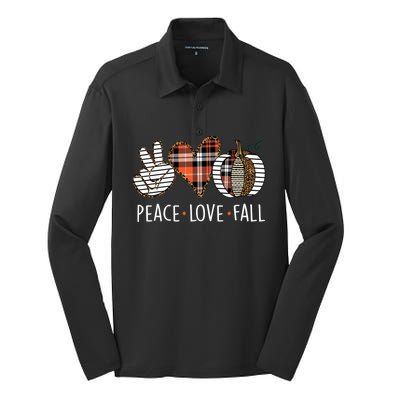 Peace Love Fall S Pumpkin Gift For Fall Halloween Cute Gift Silk Touch Performance Long Sleeve Polo