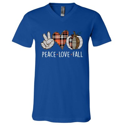 Peace Love Fall S Pumpkin Gift For Fall Halloween Cute Gift V-Neck T-Shirt