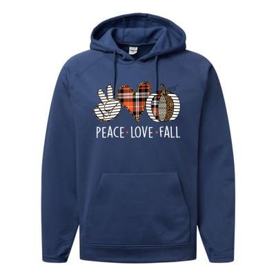 Peace Love Fall S Pumpkin Gift For Fall Halloween Cute Gift Performance Fleece Hoodie