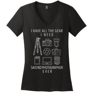 Photography Lover Funny Camera Photographer Women's V-Neck T-Shirt