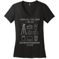 Photography Lover Funny Camera Photographer Women's V-Neck T-Shirt