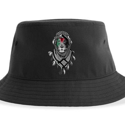 Palestinian Lion Free Palestine Free Gaza Palestine Flag Sustainable Bucket Hat