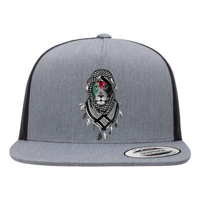 Palestinian Lion Free Palestine Free Gaza Palestine Flag Flat Bill Trucker Hat