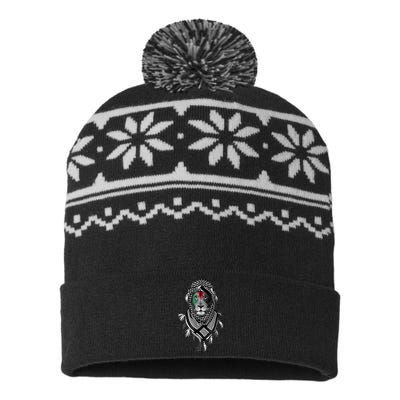 Palestinian Lion Free Palestine Free Gaza Palestine Flag USA-Made Snowflake Beanie