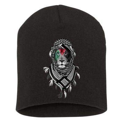 Palestinian Lion Free Palestine Free Gaza Palestine Flag Short Acrylic Beanie