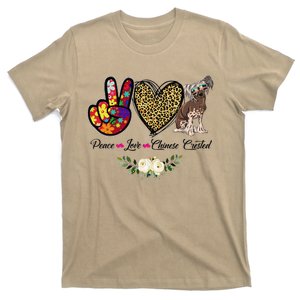 Peace Love Floral Chinese Crested Mom Dog Mom Mothers Day T-Shirt