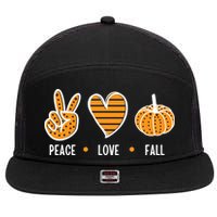 Peace Love Fall Cute Autumn 7 Panel Mesh Trucker Snapback Hat