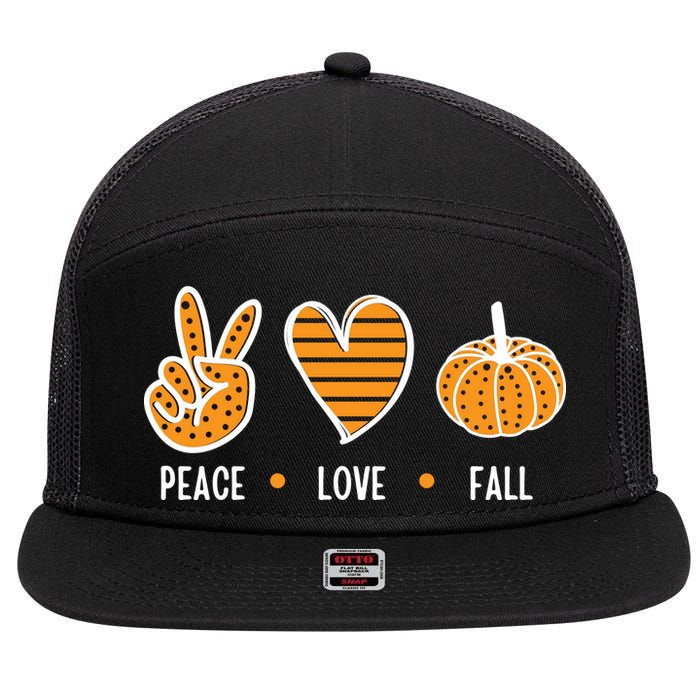 Peace Love Fall Cute Autumn 7 Panel Mesh Trucker Snapback Hat