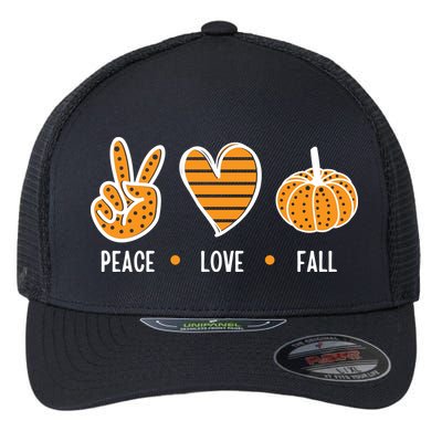 Peace Love Fall Cute Autumn Flexfit Unipanel Trucker Cap