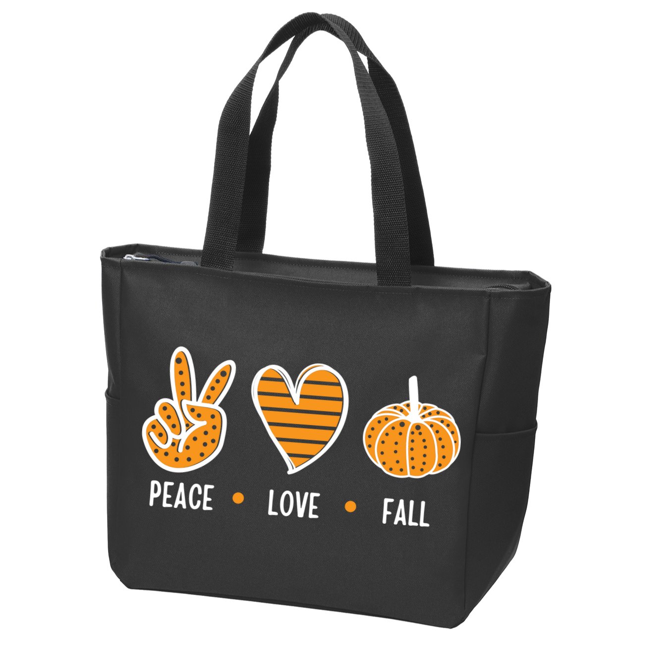 Peace Love Fall Cute Autumn Zip Tote Bag