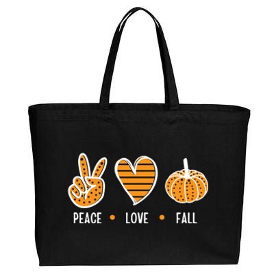 Peace Love Fall Cute Autumn Cotton Canvas Jumbo Tote