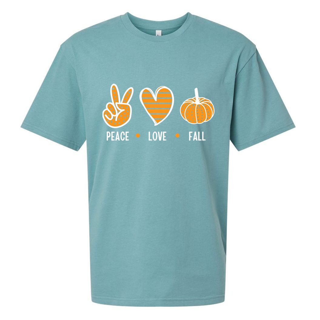 Peace Love Fall Cute Autumn Sueded Cloud Jersey T-Shirt