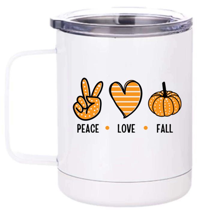 Peace Love Fall Cute Autumn 12 oz Stainless Steel Tumbler Cup