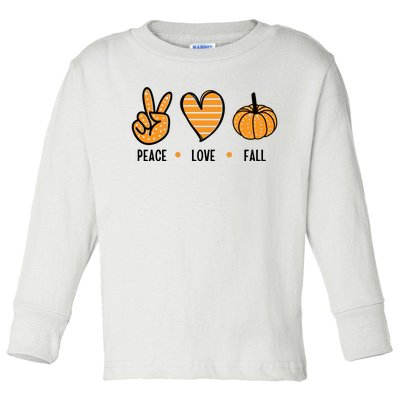 Peace Love Fall Cute Autumn Toddler Long Sleeve Shirt