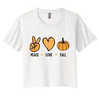 Peace Love Fall Cute Autumn Women's Crop Top Tee