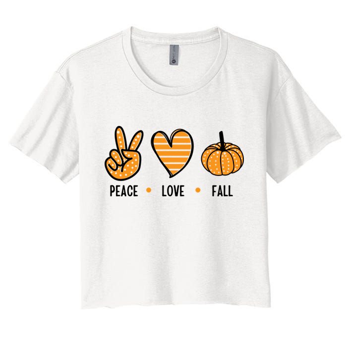 Peace Love Fall Cute Autumn Women's Crop Top Tee