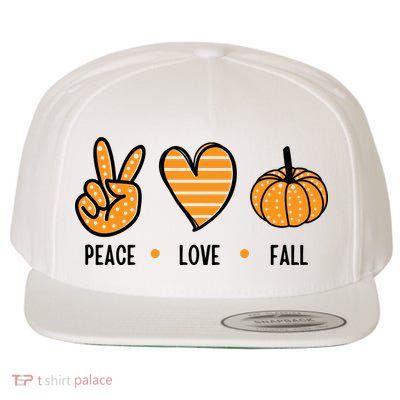 Peace Love Fall Cute Autumn Wool Snapback Cap