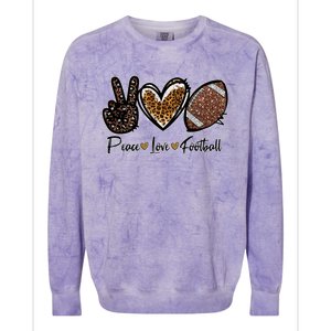 Peace Love Football Lover Football Player Sport Mom Game Day Meaningful Gift Colorblast Crewneck Sweatshirt