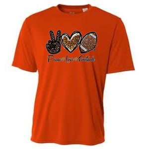 Peace Love Football Lover Football Player Sport Mom Game Day Meaningful Gift Cooling Performance Crew T-Shirt