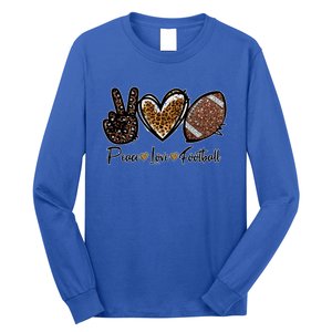 Peace Love Football Lover Football Player Sport Mom Game Day Meaningful Gift Long Sleeve Shirt