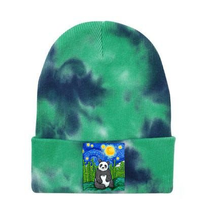 Panda Lover Funny Panda Panda Starry Night Art Panda Tie Dye 12in Knit Beanie