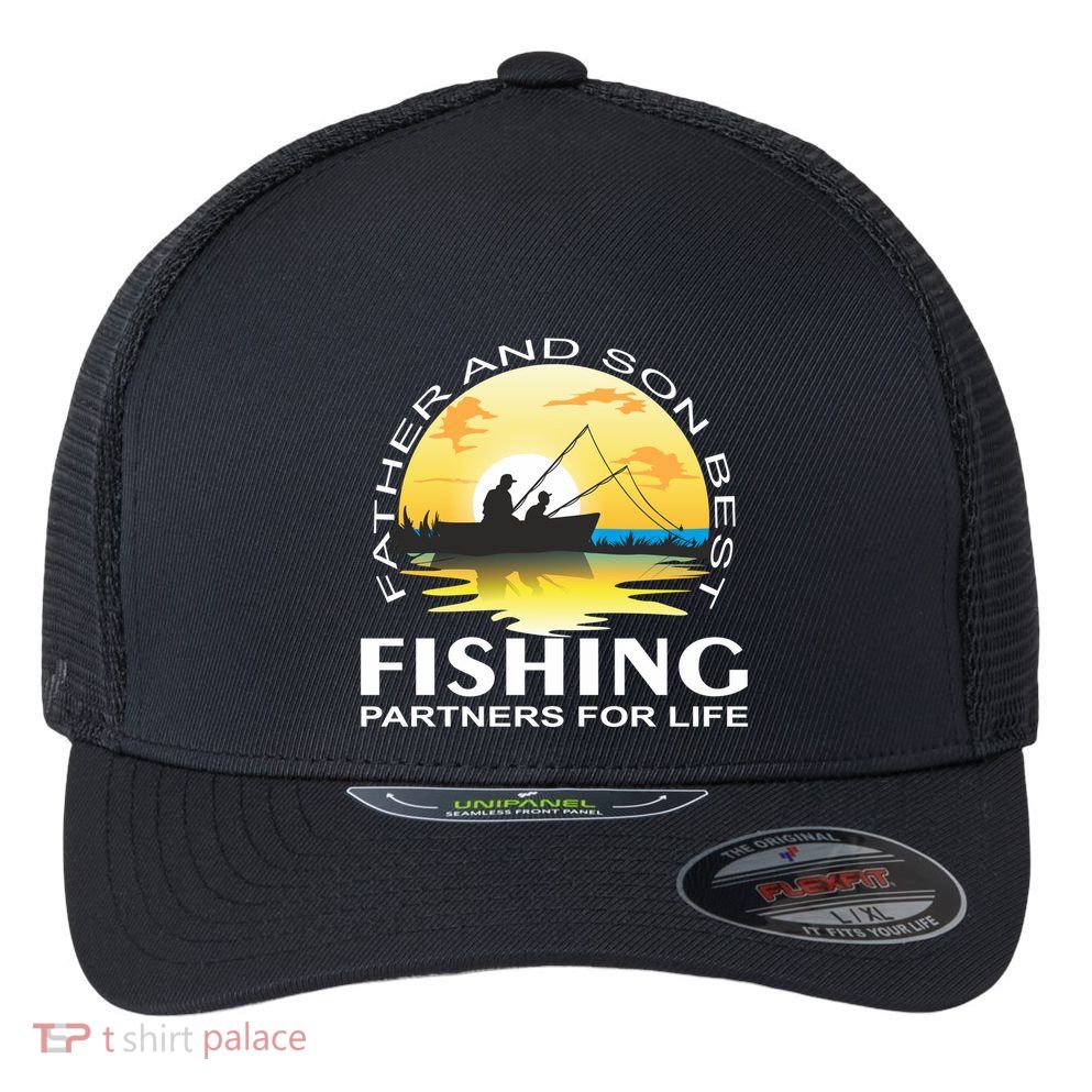Partner Look Father And Son Angel Partner For Life Angler Gift Flexfit Unipanel Trucker Cap