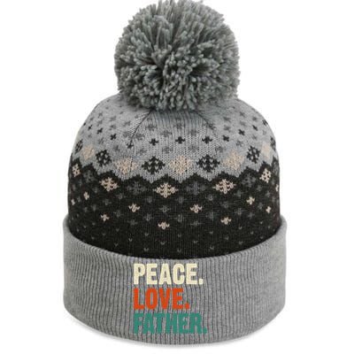 Peace Love Father Funny Mother Father Father Lover Vintage Gift The Baniff Cuffed Pom Beanie