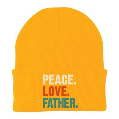 Peace Love Father Funny Mother Father Father Lover Vintage Gift Knit Cap Winter Beanie